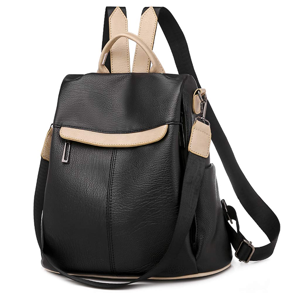 Price:$24.99    Women Backpack Purse Waterproof Leather Anti-theft Fashion Casual Rucksack Lightweight Travel School Shoulder Bag (Black)  Shoes