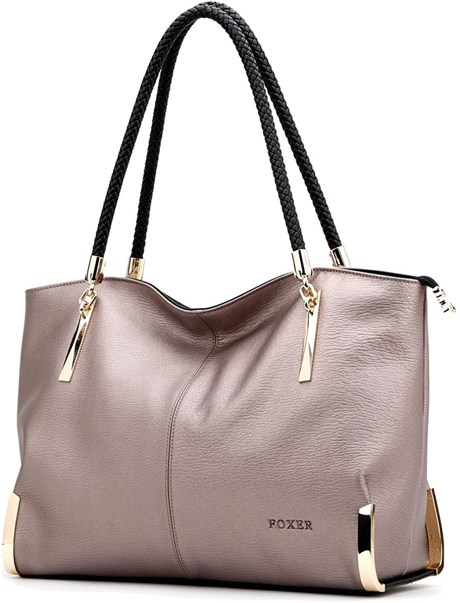 Price:$111.99    Leather Handbags for Women, Genuine Leather Large Capacity Zipper Closure Ladies Top-handle Bags Womens Roomy Tote Purses Women's Designer Handbag with Woven Handle Fashion Shoulder Bag (Light Purple)  Clothing