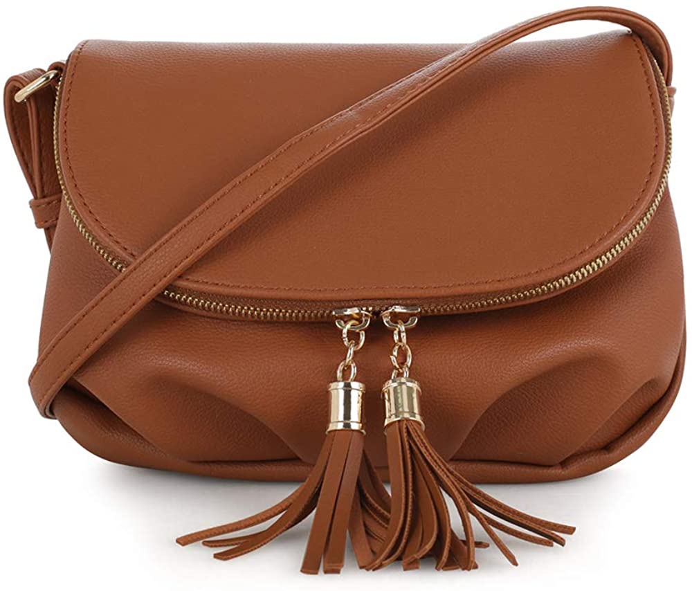 Price:$19.98    EMPERIA Savanna Women's Front Flap Small Messenger Crossbody Bag Zipper Closure with Tassel Tan  Shoes