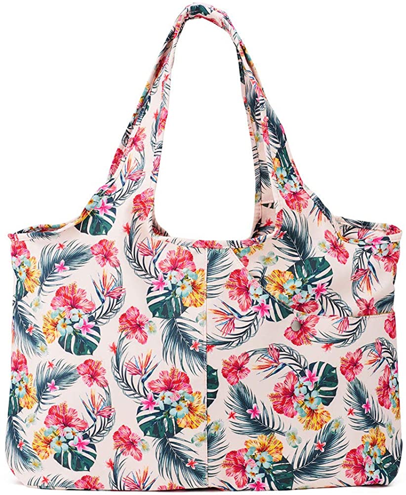 Price:$18.99    ZOOEASS Women Colorful Large Tote Shoulder Handbag Waterproof Tote Bag Multi-function Nylon Travel Shoulder(Apricot)  Clothing