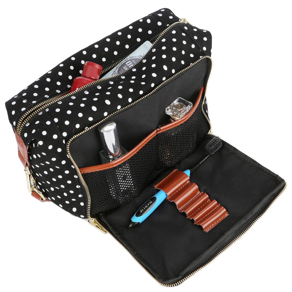 Price:$19.99     BAOSHA XS-04 Canvas Travel Toiletry Bag Shaving Dopp Case Kit for Women and ladies (BK DOT)   Beauty