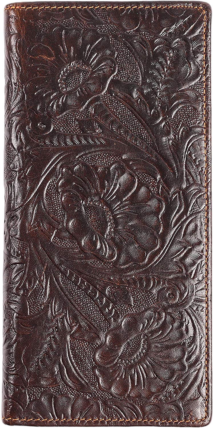 Price:$17.99    Womens Ladies Genuine Leather Wallet Long Embossing Bifold Wallet Clutch Purse (Coffee)