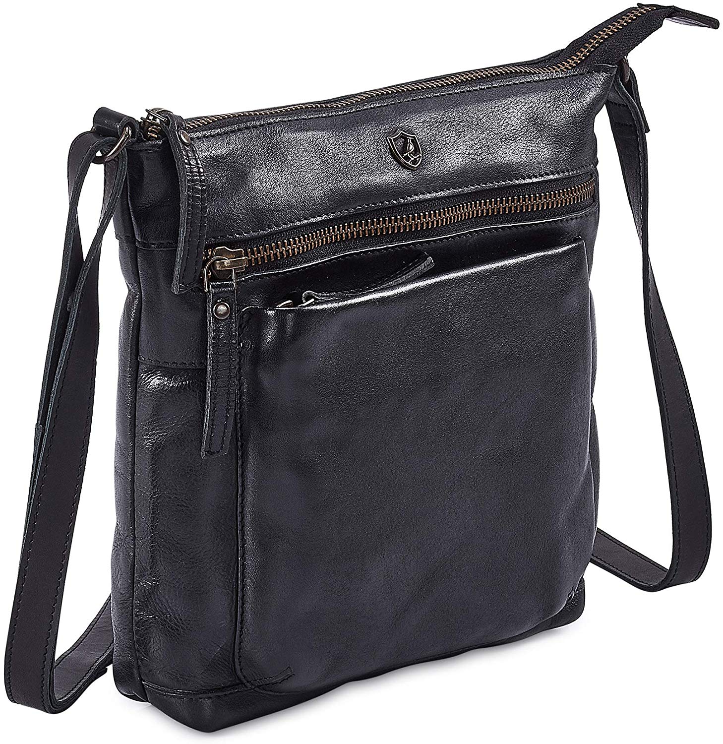 Price:$38.99    COCHOA Women's Real Leather Triple Zip Crossbody Bags Purse Travel Bag  Clothing