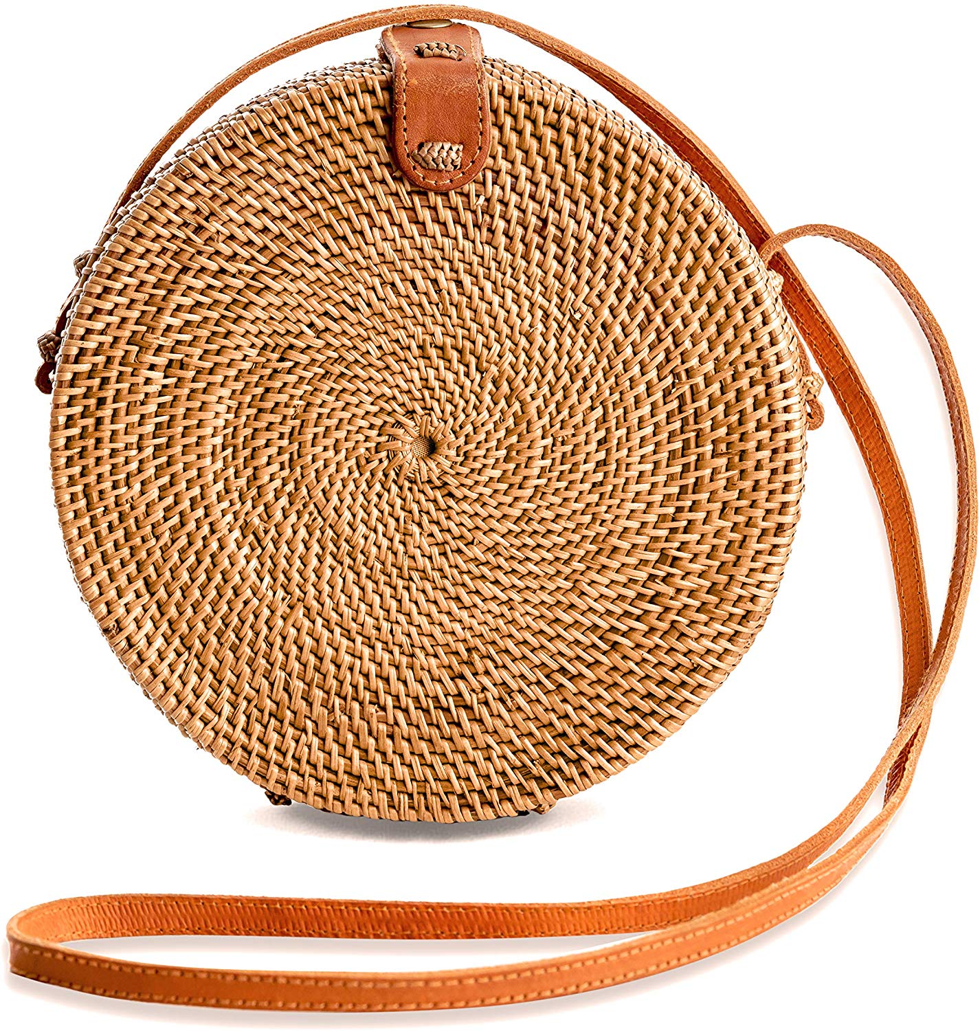 Price:$29.95 Rattan Bags for Women - Handmade Wicker Woven Purse Handbag Circle Boho Bag Bali  Handbags   