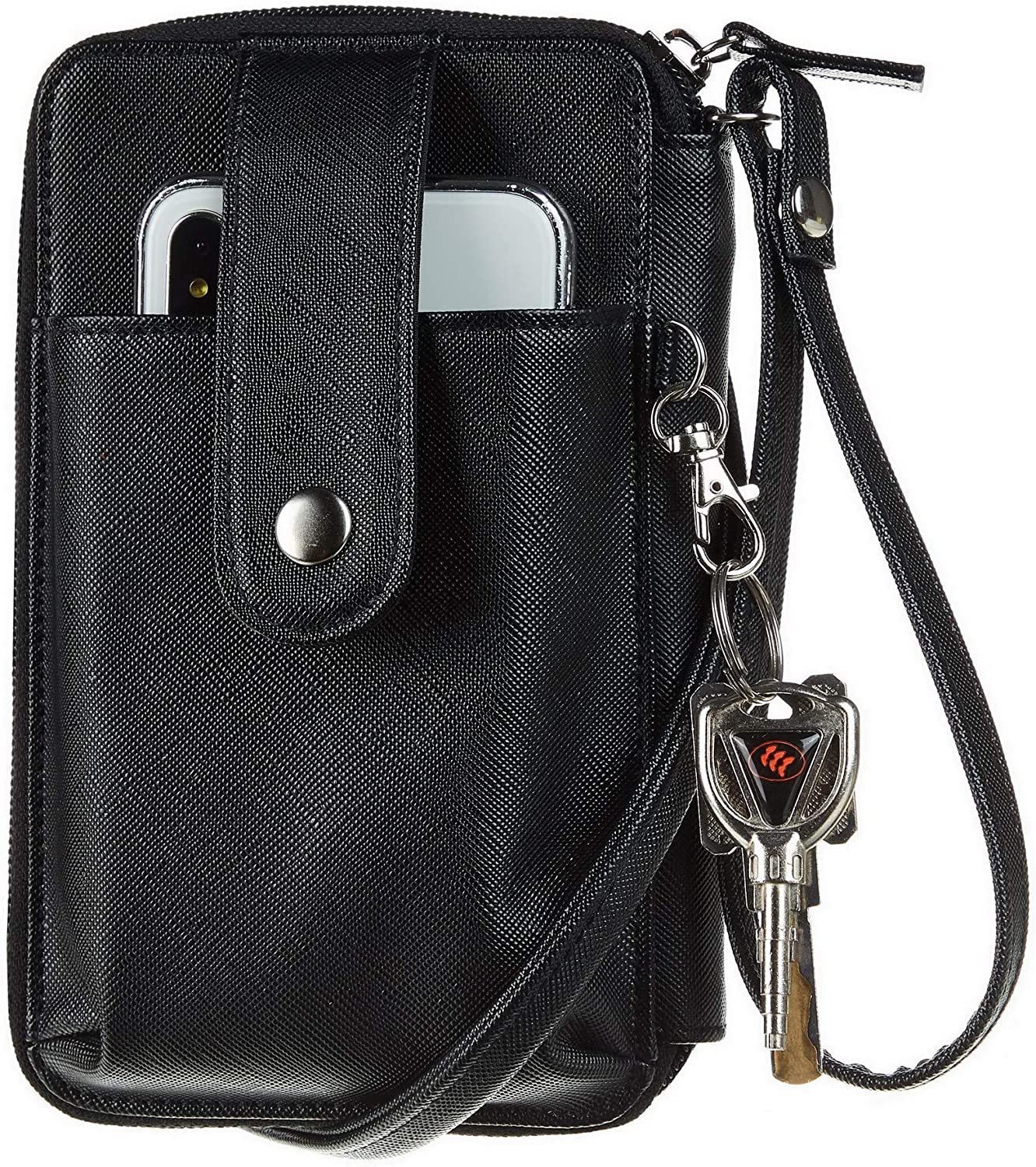 Price:$12.99 Sodsay Leather RFID Womens Crossbody Cell Phone Purse Credit Card Holder Wallet (CH Black)  Handbags   