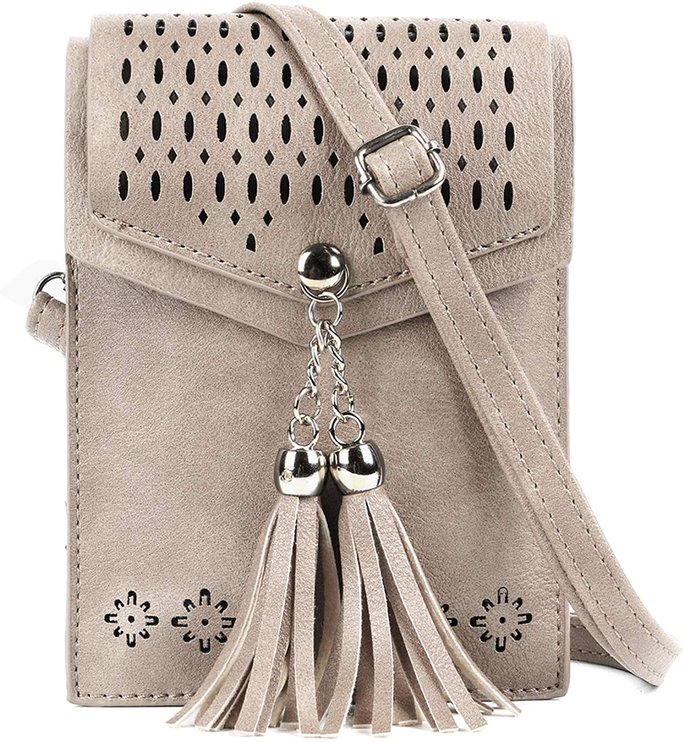 Price:$15.99 seOSTO Womens Small Crossbody Bag, Tassel Cell Phone Purse Holder Wallet  Handbags   