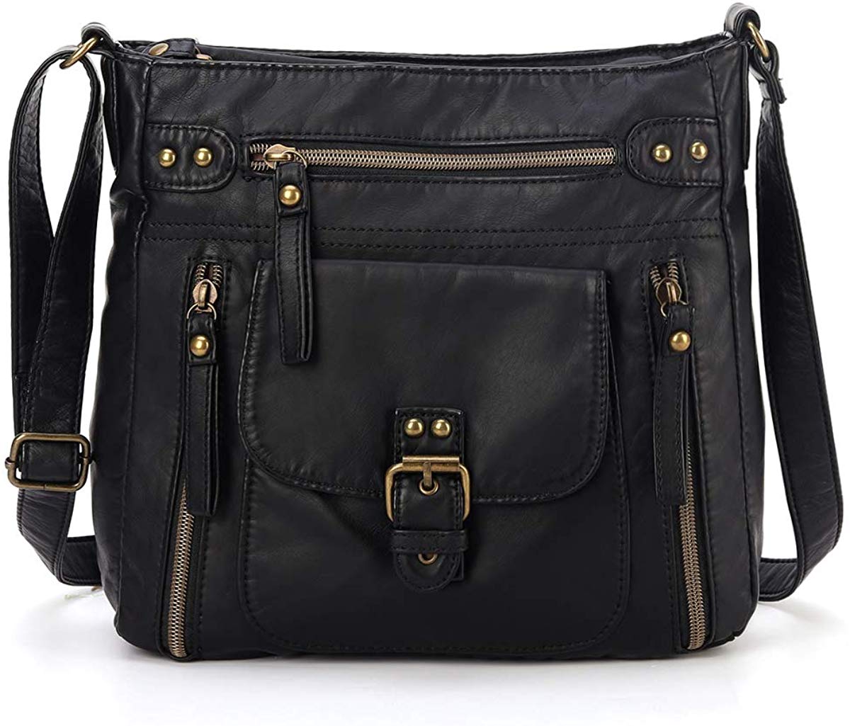 Price:$26.99 K.EYRE Crossover Purse and Handbags Crossbody Bags for Women Soft Leather Wallet Small Neatpack Bag with Pockets Black, Medium  Handbags   