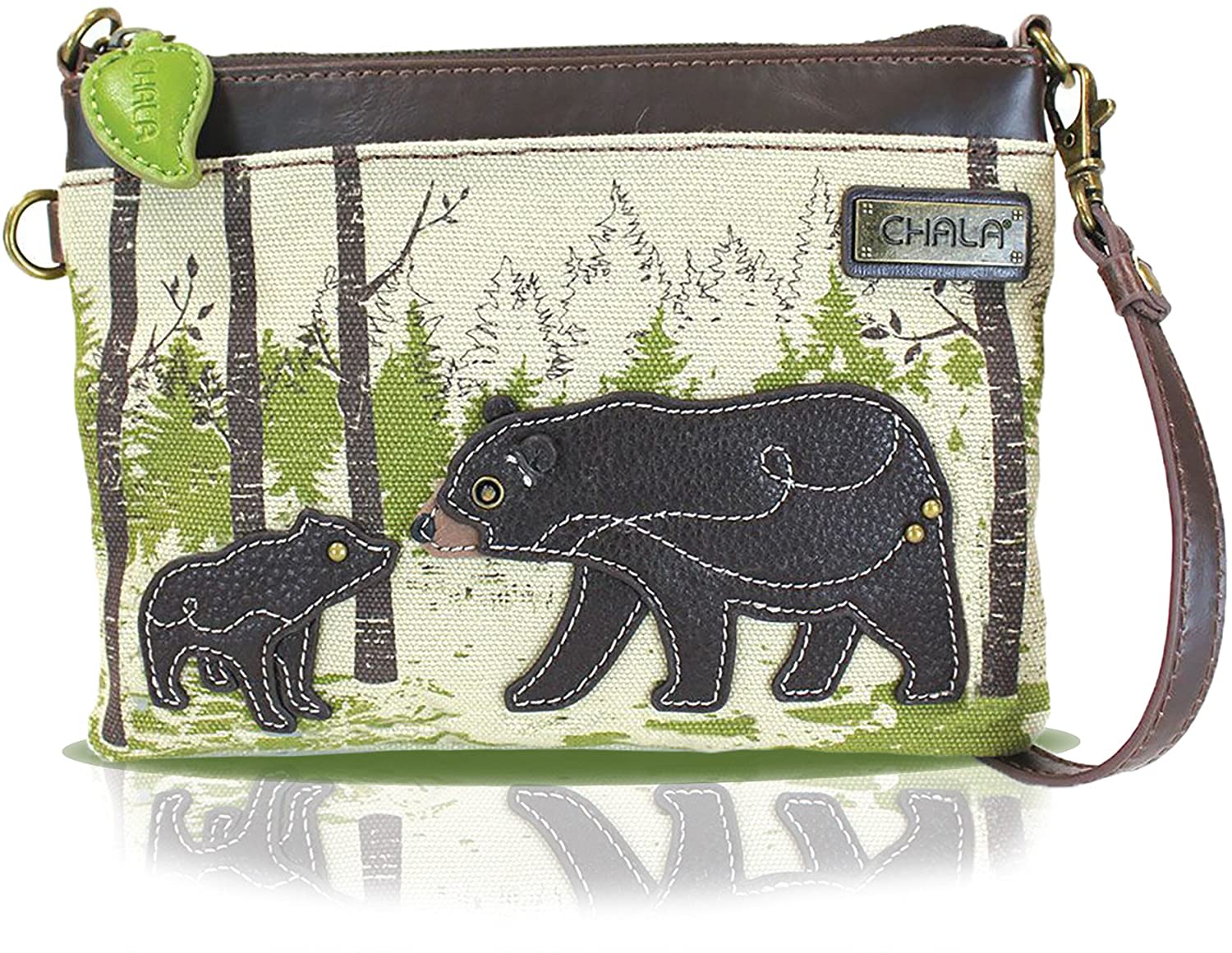 Price:$38.50 Chala Mini Crossbody Handbag, Multi Zipper, Pu Leather, Small Shoulder Purse Adjustable Strap, Safari Bear - Sand  Handbags   