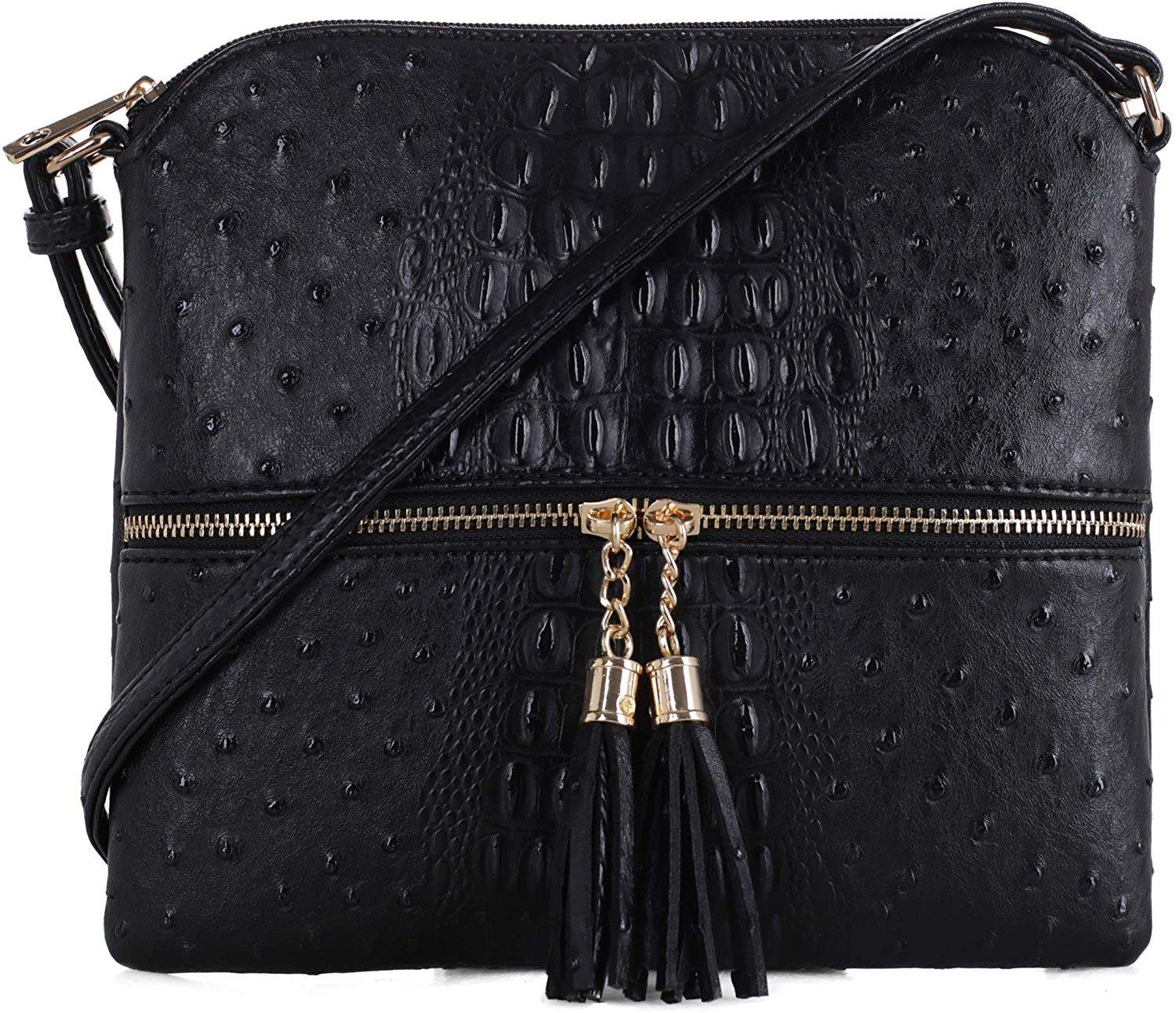 Price:$15.99 SG SUGU Animal Pattern Lightweight Medium Crossbody Bag with Tassel for Women | Black  Handbags   