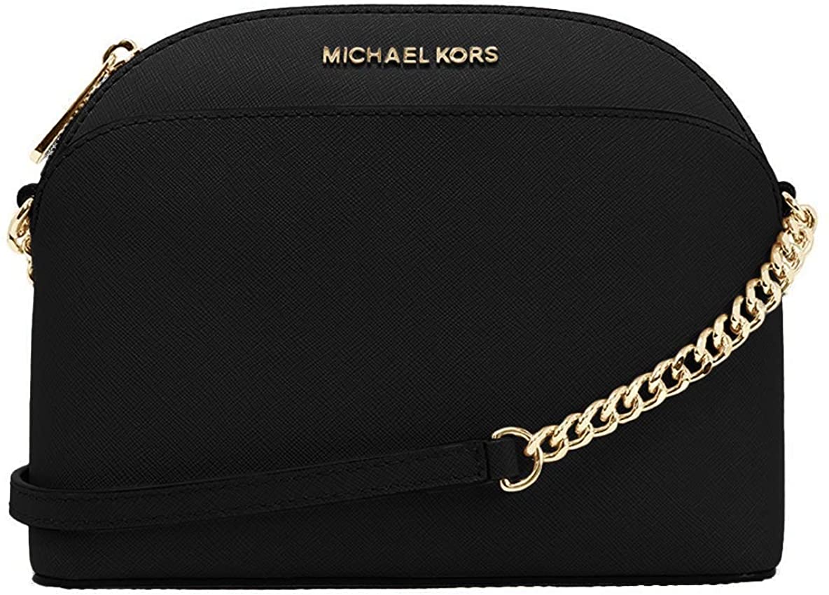 Price:$94.90 Michael Kors Emmy Saffiano Leather Medium Crossbody Bag (Black Saffiano)  Handbags   