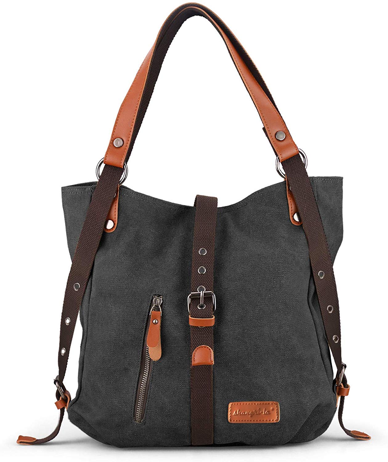 Price:$27.58    SHANGRI-LA Purse Handbag for Women Canvas Tote Bag Casual Shoulder Bag School Bag Rucksack Convertible Backpack - Black  Shoes