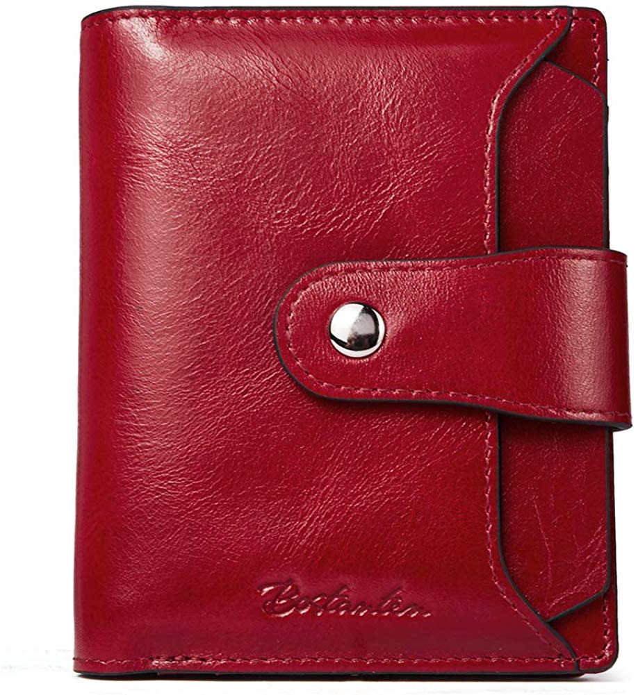 Price:$24.99    BOSTANTEN Women Leather Wallet RFID Blocking Small Bifold Zipper Pocket Wallet Card Case Purse with ID Window  Clothing