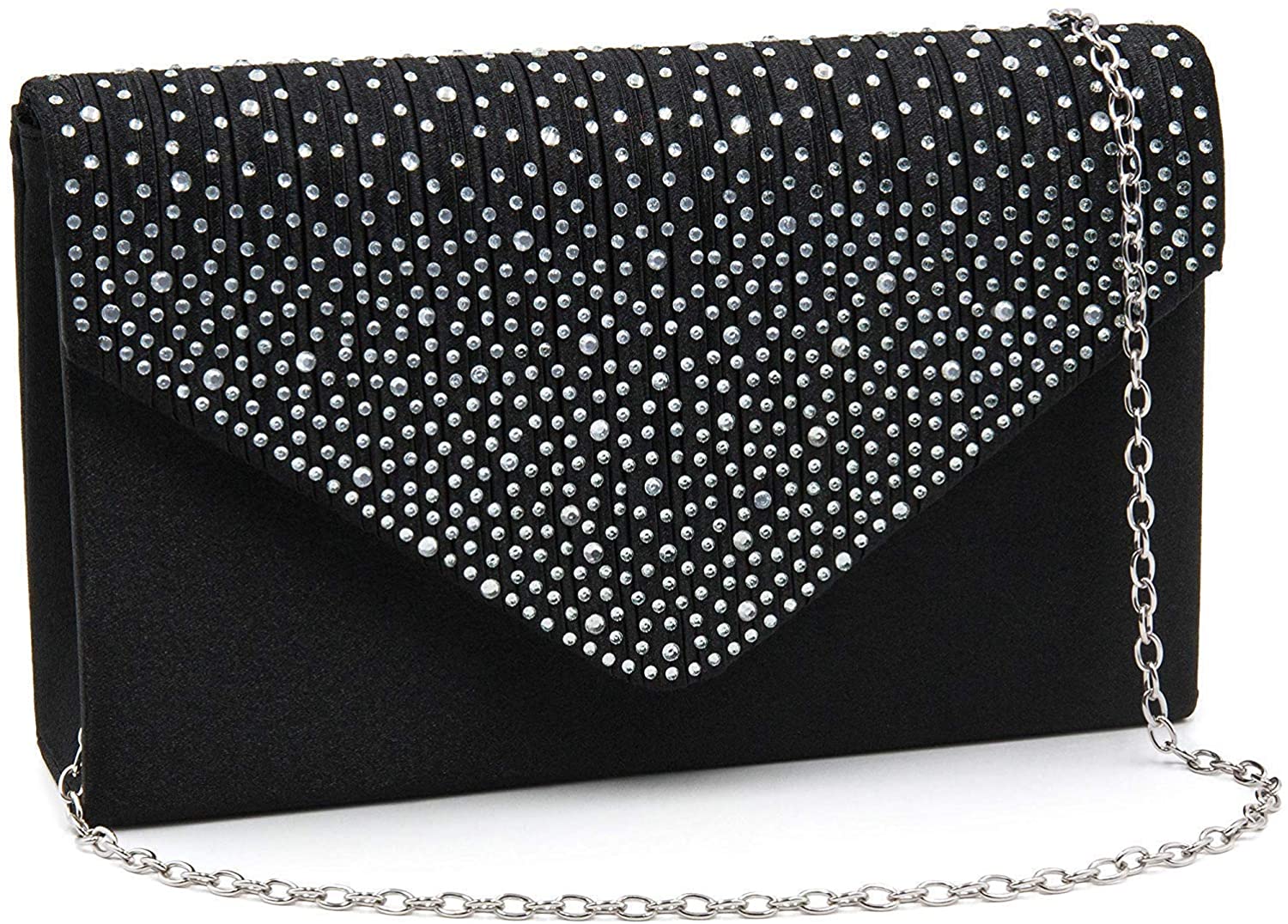 Price:$10.17 Milisente Evening Bag for Women, Glitter Rhinestone Wedding Evening Purse Crystal Envelope Crossbody Shoulder Clutch Bags (Black)  Handbags   