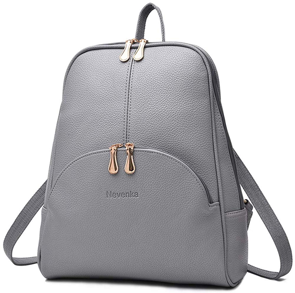 Price:$20.99    Nevenka Brand Women Bags Backpack PU Leather Zipper Bags Purse Casual Backpacks Shoulder Bags (GRAY)  Clothing