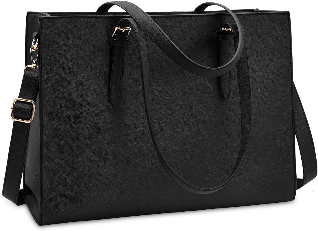 Price:$38.99    Laptop Bag for Women Waterproof Lightweight Leather 15.6 Inch Computer Tote Bag Business Office Briefcase Large Capacity Handbag Shoulder Bag Professional Office Work Bag Black  Electronics