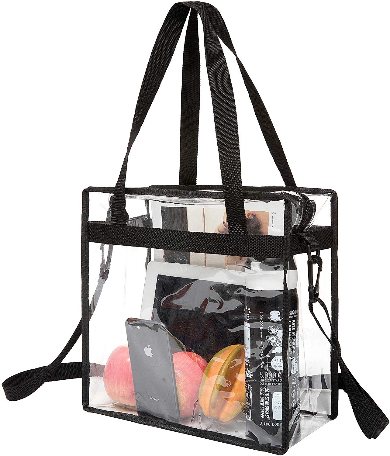 Price:$6.99     BAGAIL NFL and PGA Stadium Approved Clear Tote Bag with Zipper Closure Crossbody Messenger Shoulder Bag with Adjustable Strap(12 Inch X 12 Inch X 6 Inch, Black, 1 Bag)   Sports & Outdoors