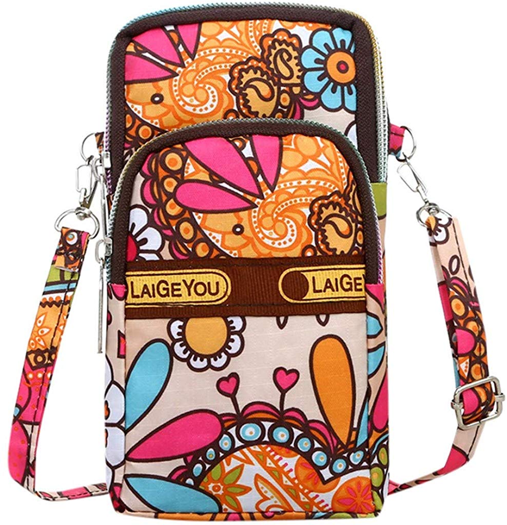 Price:$0.99    OTTATAT Women Men Nylon Shoulder Bag Multicolor Floral Prints Students Outdoor Sports Arm Bag Phone Bag Waist Bag Slim Loose Personality Boho Style Stylish Home Holiday Trips Street Trendy Collocation  Clothing