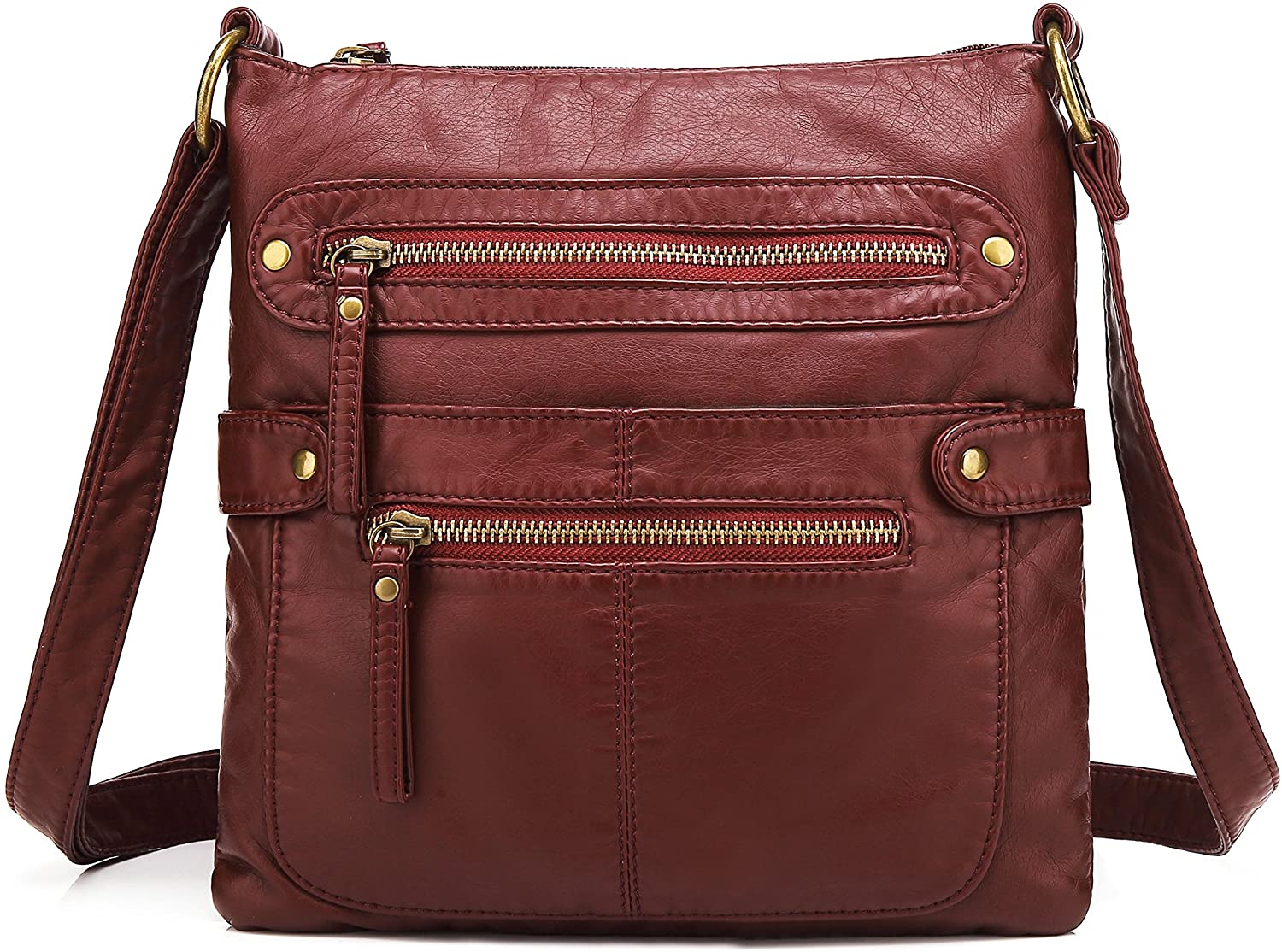 Price:$23.99 Scarleton Small Crossbody Shoulder Bag for Women, Ultra Soft Washed Vegan Leather, Burgundy, H182020  Handbags   