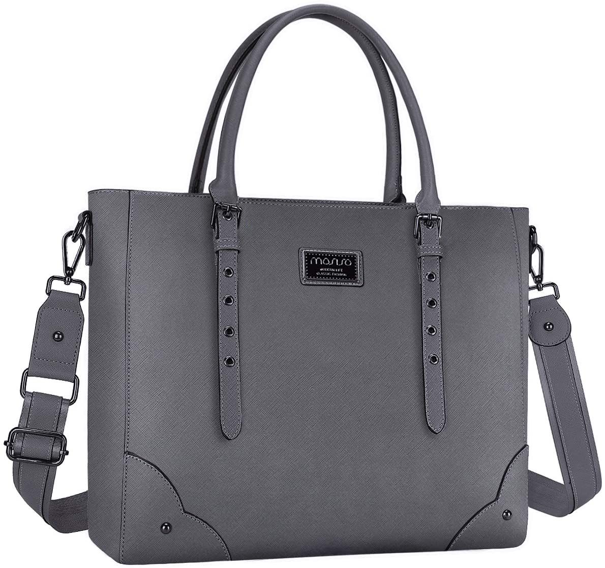 Price:$41.99    MOSISO 15.6 inch Women Laptop Tote Bag with Adjustable Handle&Rivets, Space Gray  Computers & Accessories