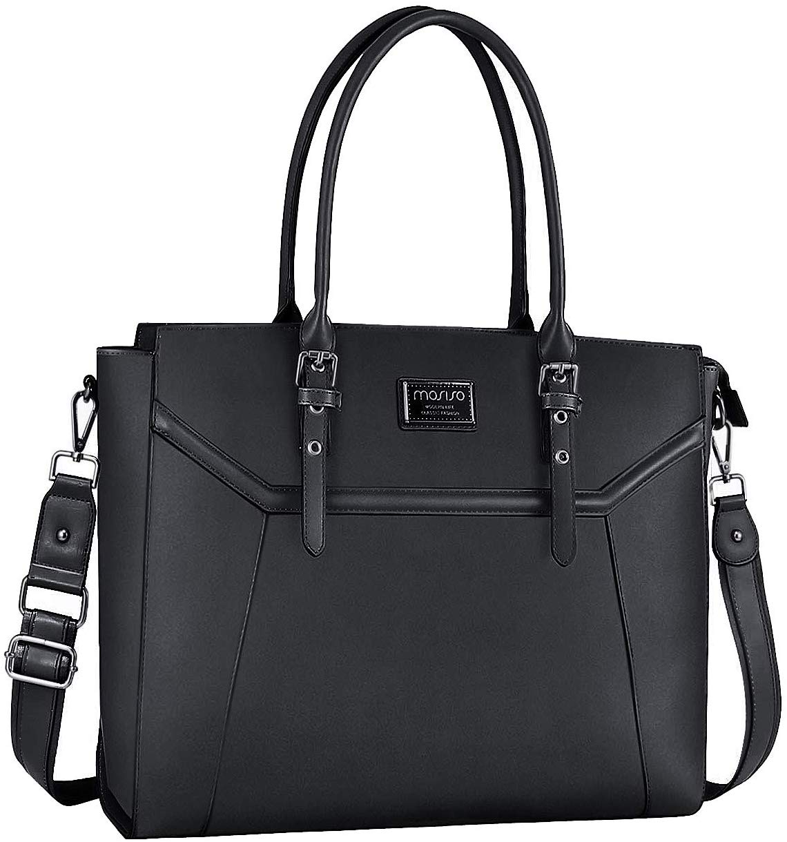 Price:$52.99    MOSISO 15.6-17 inch Women Laptop Tote Bag with Shockproof Compartment, Black  Computers & Accessories