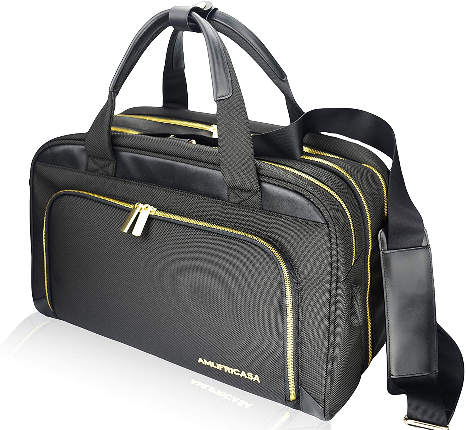 Price:$79.99   | AMLIFRI CASA Travel Laptop Bag Water Resistant Lightweight Outdoor Briefcase College School Weekend Shoulder Bag Overnight Business Computer Messenger Bag with USB Charging Port for Men & Women -Black | Carry-Ons