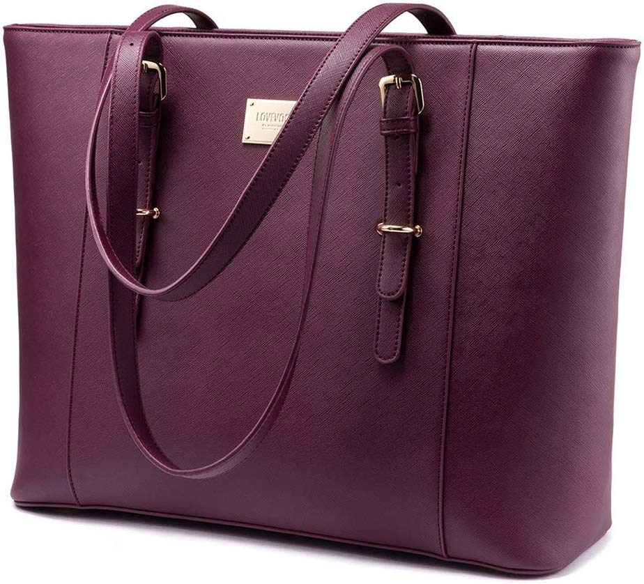 Price:$46.80    Laptop Bag for Women, Large Computer Bags for Women, Laptop Purse Fit Up to 15.6 Inch, Laptop Briefcase for Women with Padded Compartment, Professional Laptop Tote Work Bags, Deep Plum  Computers & Accessories