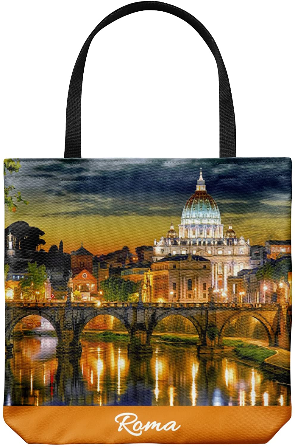Price:$22.99    Rome Italy Tote Bag - Casual & Big but Stylish Poplin Shoulder Handbag for Work & Travel  Shoes
