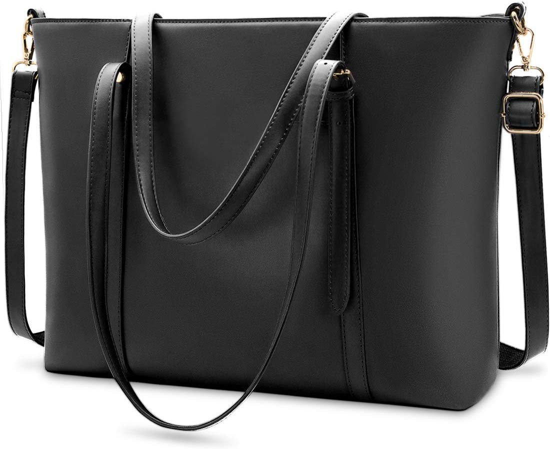 Price:$34.86    Laptop Bag for Women Lightweight Leather Work Tote Waterproof Business Office School Computer Bag for 15.6 Inch Laptop & Tablet Professional Large Capacity Briefcase Handbag Shoulder Bag Black  Computers & Accessories