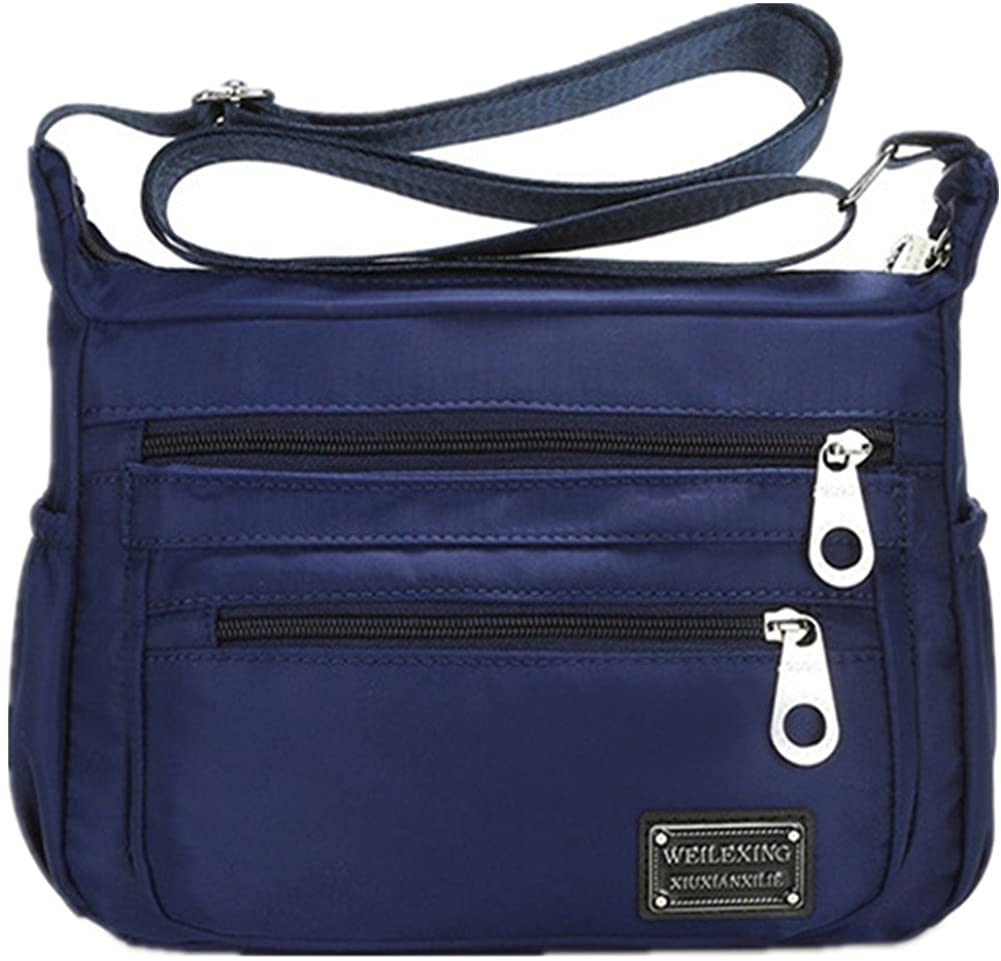 Price:$12.99 Nylon Crossbody Handbag Women Messenger Bags Shoulder Bag Famous Brands Lightweight Waterproof (2-dark blue)  Handbags   