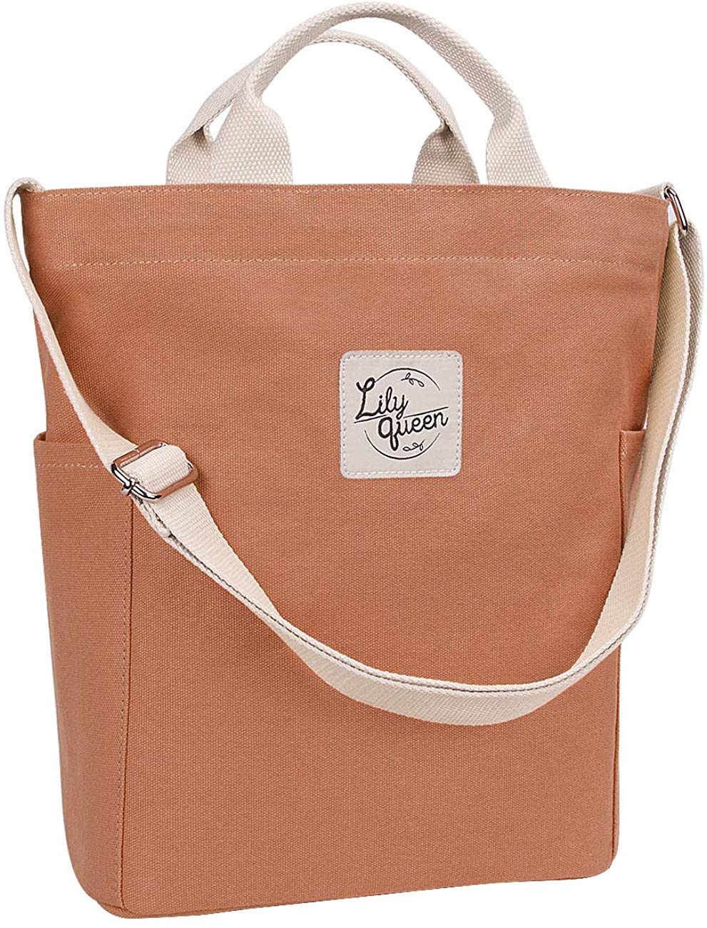 Price:$20.99    Lily Queen Women Canvas Tote Handbags Casual Shoulder Work Bag Crossbody (Brown Sugar)  Shoes