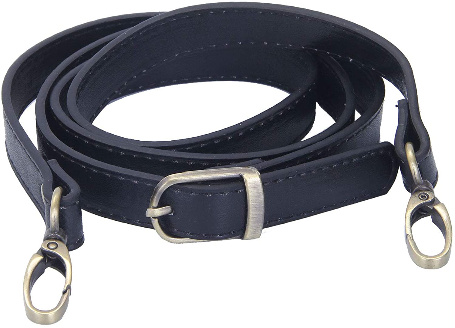 Price:$10.99 VanEnjoy 43''-49'' Synthetic Leather Adjustable Crossbody Shoulder Straps for Purse Bag Handbag Wallet Replacement (Glossy Bronze Buckles, Black)  Handbags   