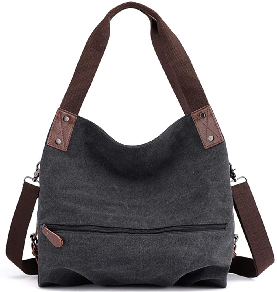 Price:$26.98    Ladies Canvas Totes Handbags Shoulder Bags Crossbody Satchel Work Tote (Black)  Shoes