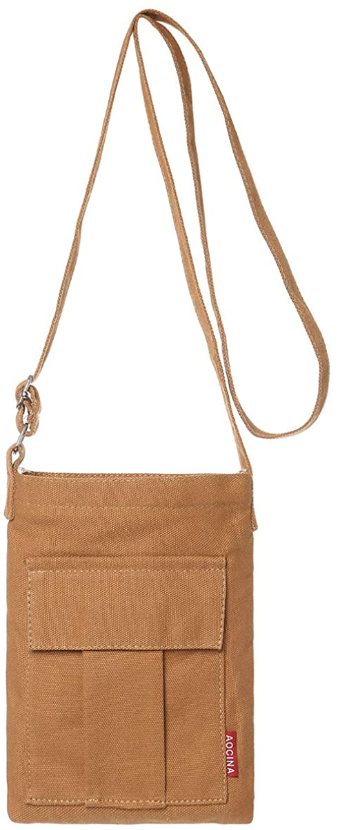 Price:$10.99 AOCINA Small Crossbody Purse Bags Canvas Mini Shoulder Handbag For Women(A-Brown)  Handbags   