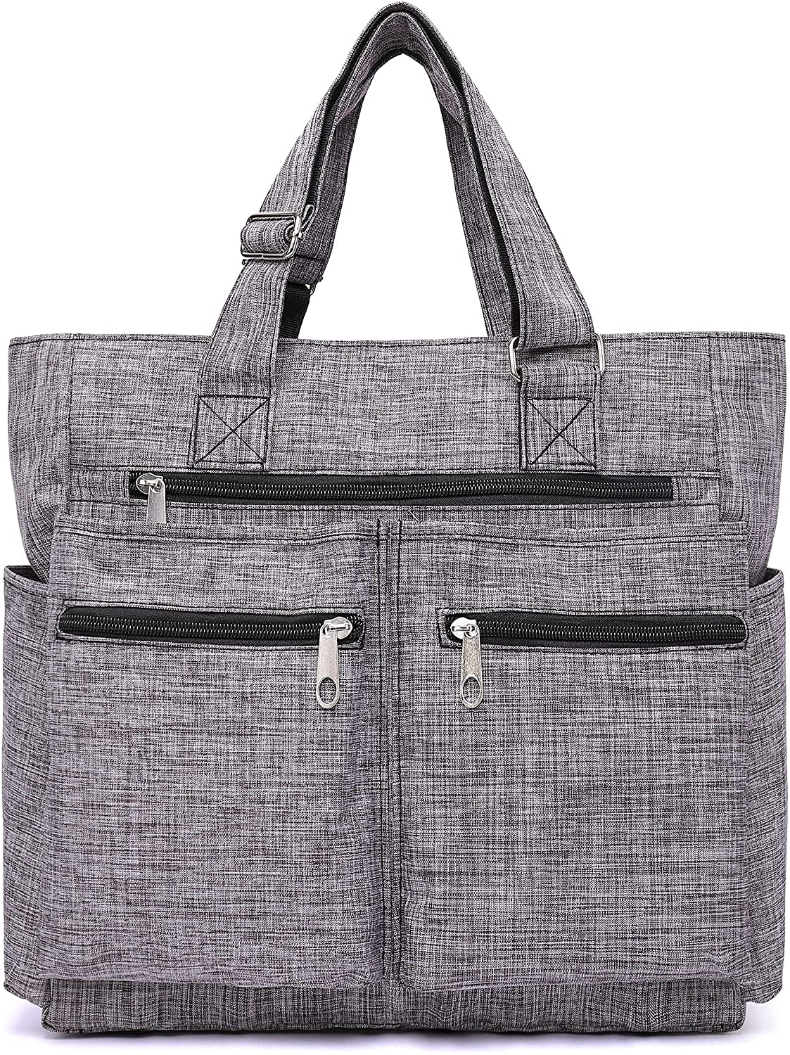 Price:$25.90    Canvas Tote Bag Waterproof Nylon Multi Pocket Shoulder Bags Laptop Work Bag Teacher Purse and Handbags for Women & Men (Grey 2)  Shoes