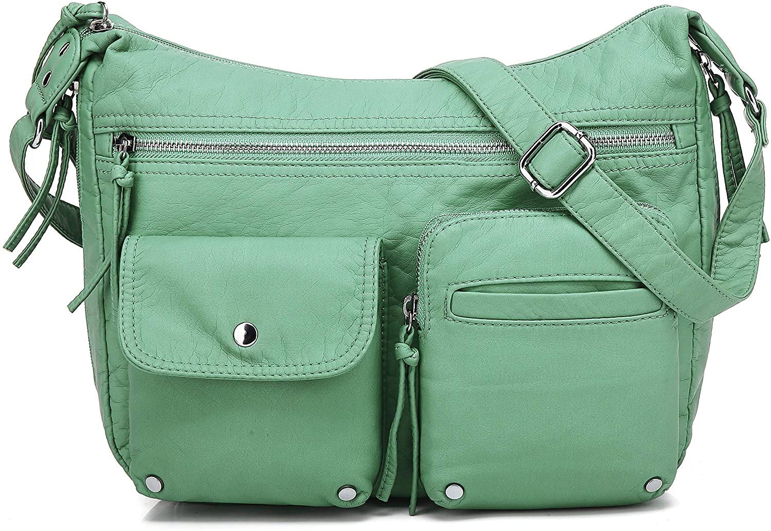 Price:$29.99 Scarleton Medium Crossbody Shoulder Bag for Women, Ultra Soft Washed Vegan Leather, Mint, H180053  Handbags   