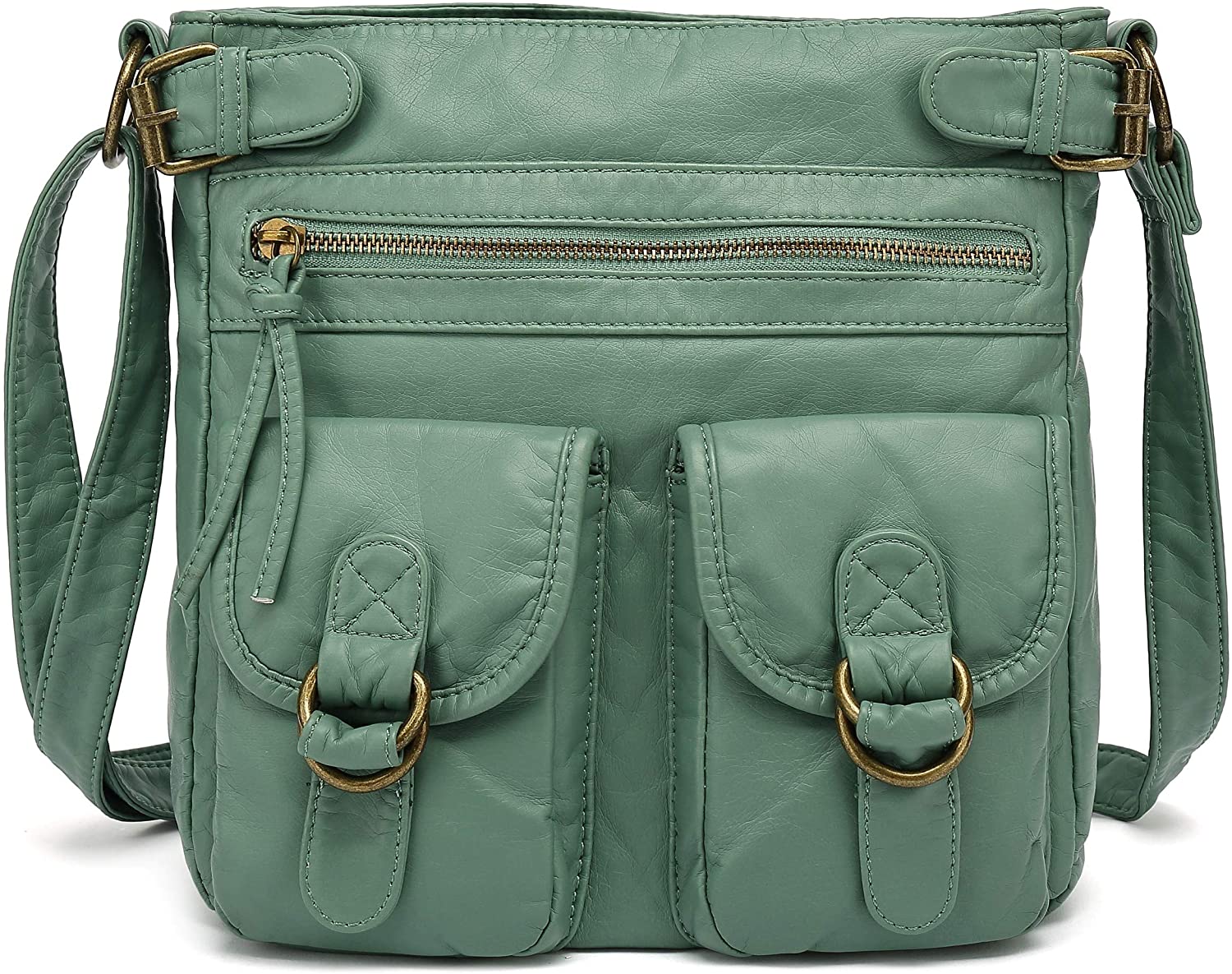 Price:$27.99 Scarleton Medium Crossbody Shoulder Bag for Women, Ultra Soft Washed Vegan Leather, Mint, H199853  Handbags   
