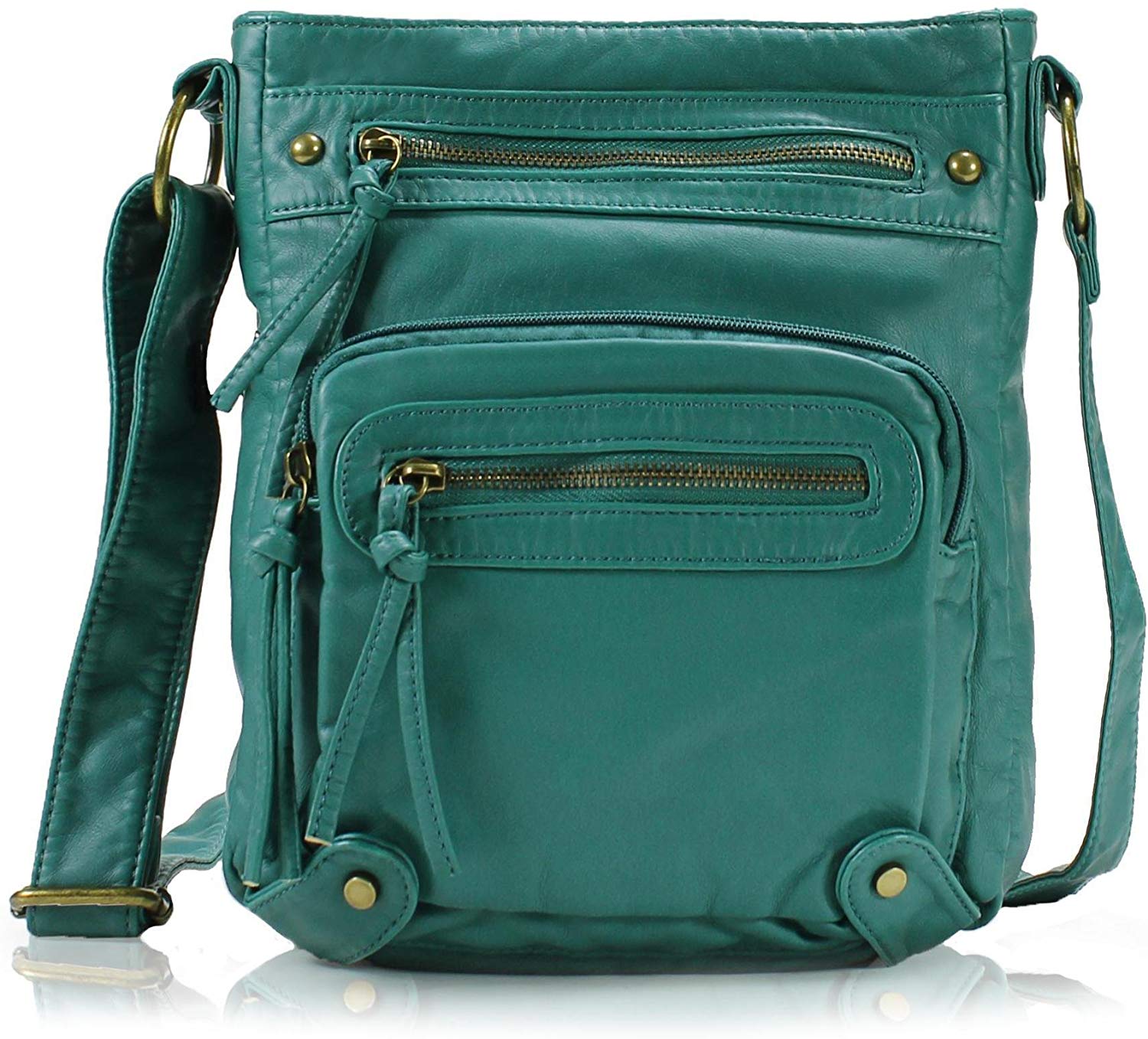 Price:$22.99 Scarleton Small Crossbody Shoulder Bag for Women, Ultra Soft Washed Vegan Leather, Turquoise, H169335  Handbags   