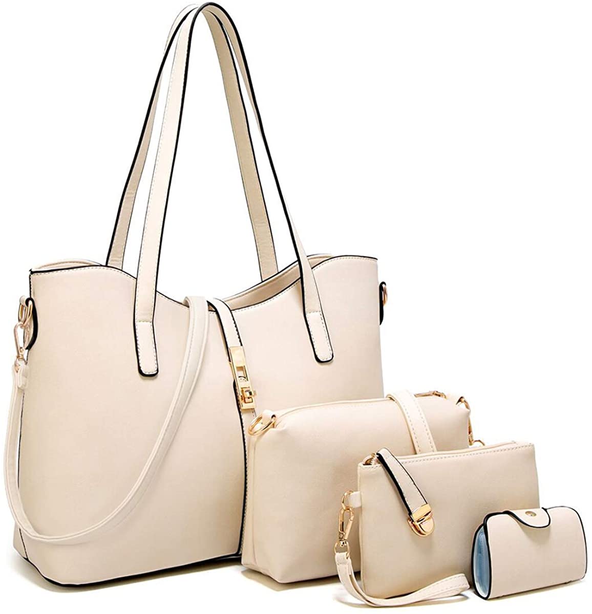 Price:$27.92 YTL Women Fashion Synthetic Leather Handbags+Shoulder Bag+Purse+Card Holder 4pcs Set Tote  Handbags   