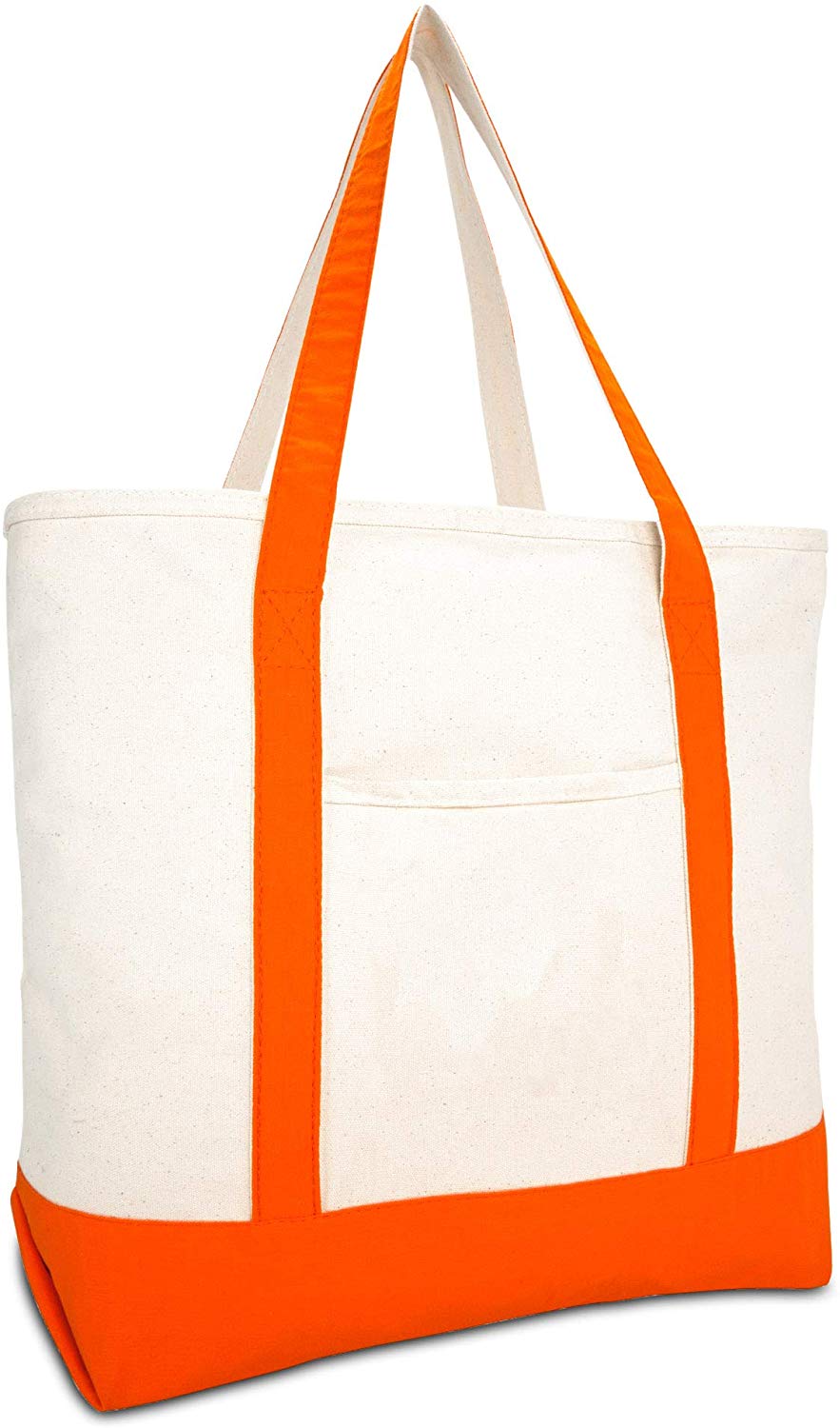 Price:$12.98    DALIX 22" Large Cotton Canvas Zippered Shopping Tote Grocery Bag in Orange  Clothing