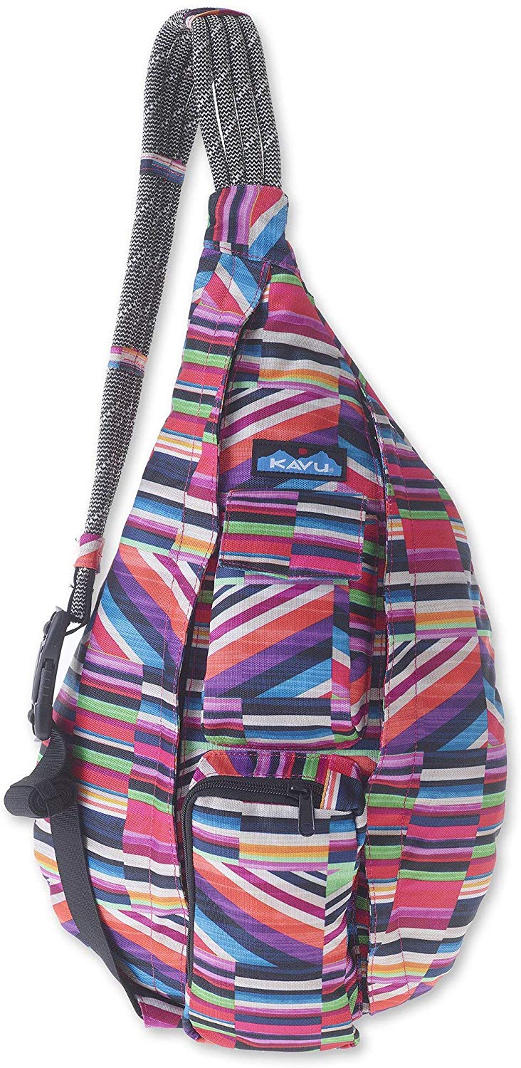 Price:$49.90     KAVU Original Rope Sling Bag Polyester Crossbody Backpack - Jewel Stripe   Sports & Outdoors