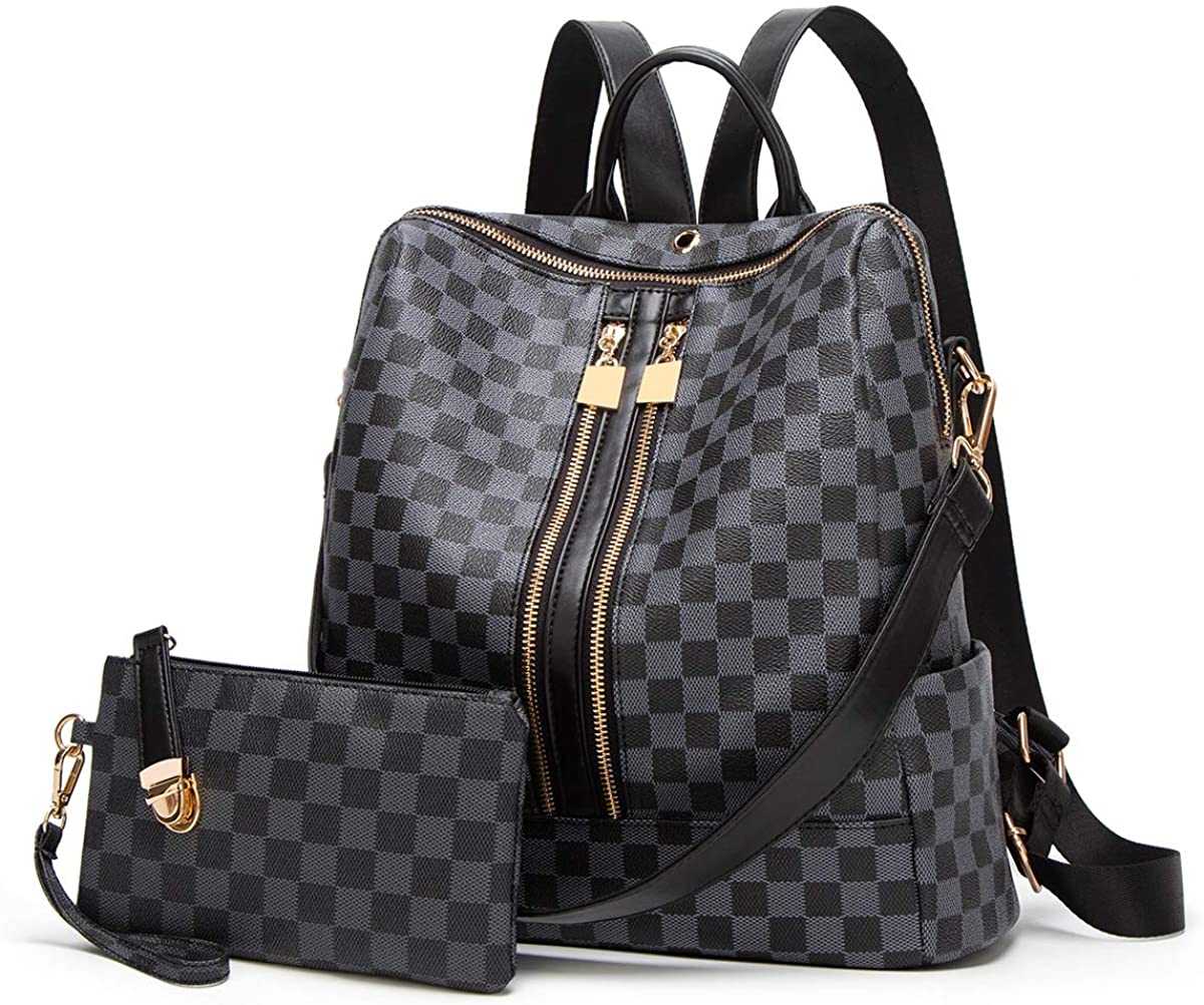 Price:$39.99    Logooo Women Backpack Purse Synthetic Leather Fashion Ladies Satchel Bags Casual Shoulder Bag 2pcs  Shoes