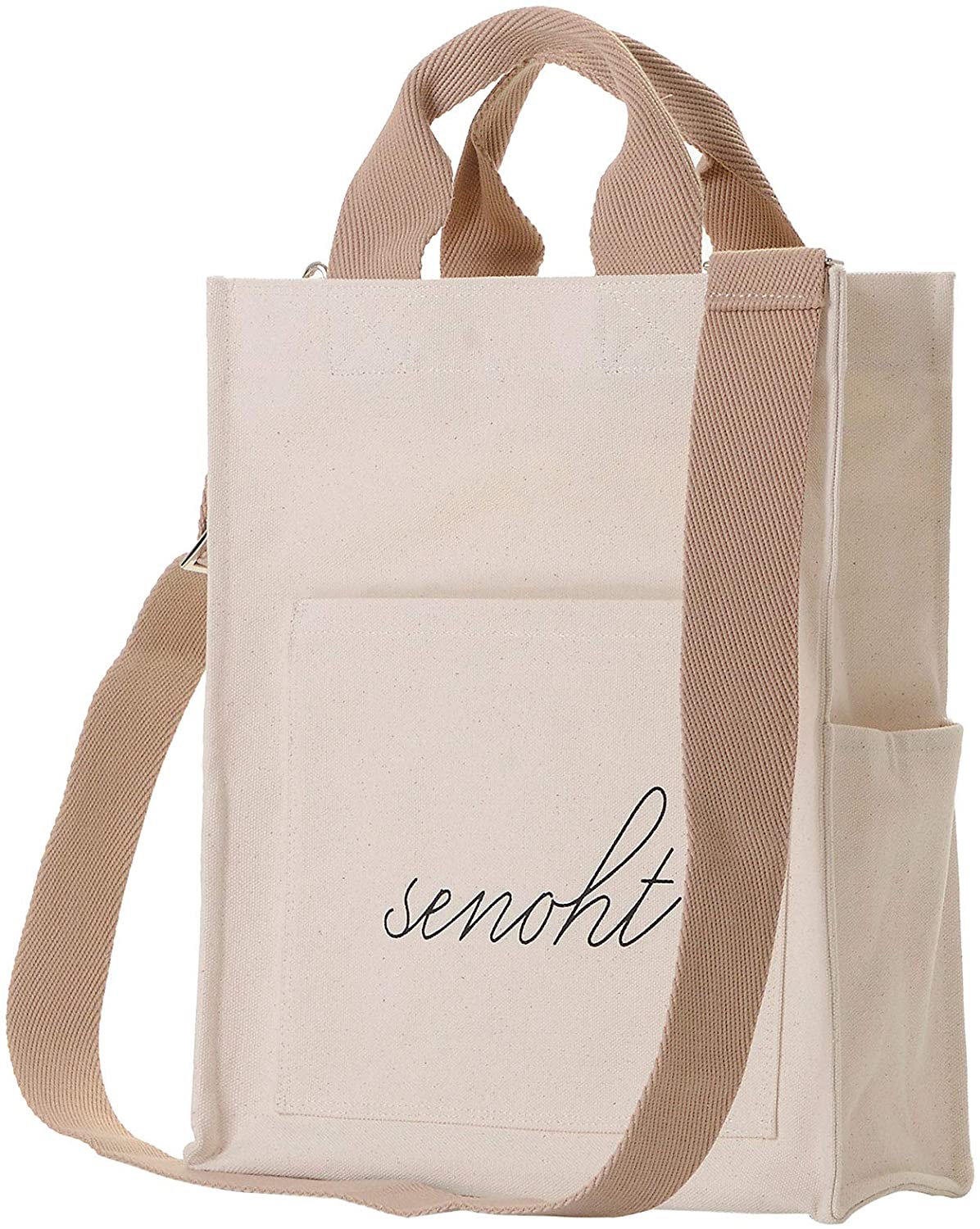 Price:$25.00    Senoht Large Coated Canvas Bag-Women Vegan Handbag Tote Shoulder Crossbody Strap(Beige)  Shoes