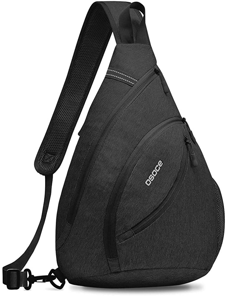 Price:$12.96   | OSOCE Sling Bags, Shoulder Backpack, Over Chest Cross body Bag Pack Sport(Black) | Casual Daypacks