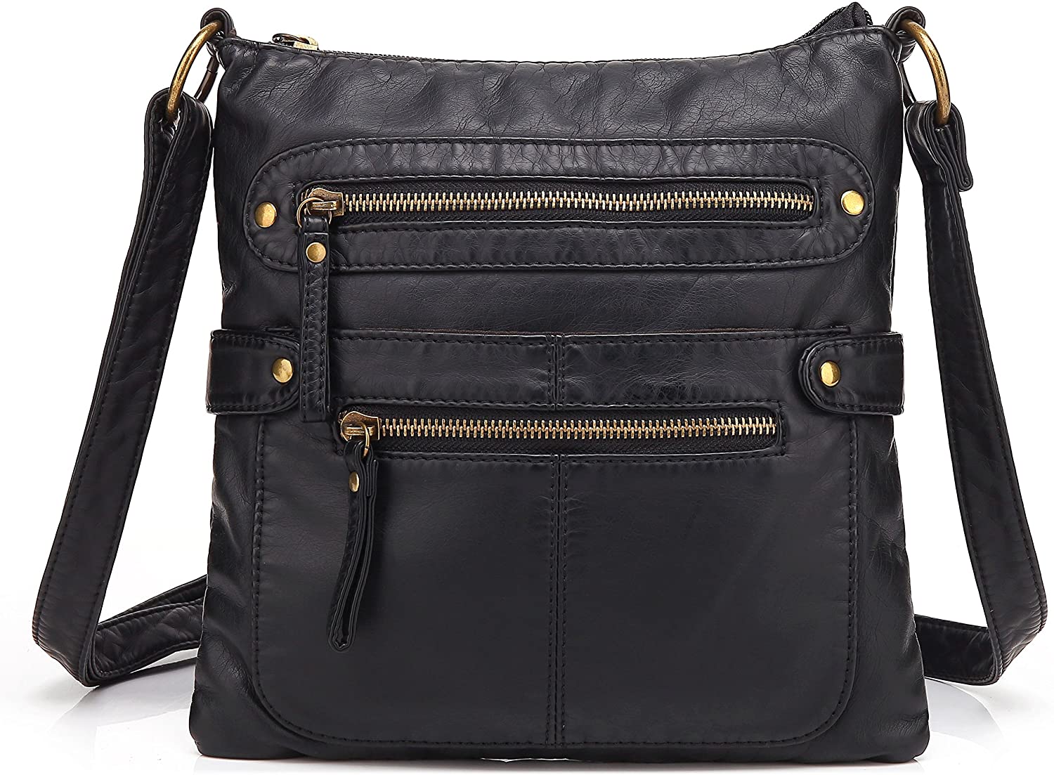 Price:$23.99 Scarleton Small Crossbody Shoulder Bag for Women, Ultra Soft Washed Vegan Leather, Black, H182001  Handbags   