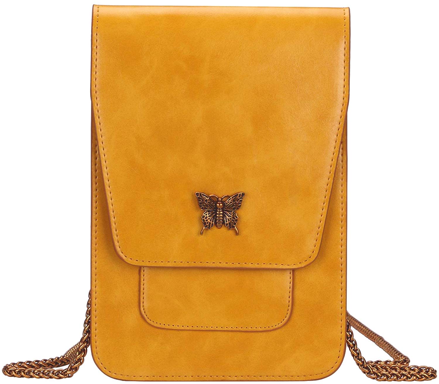 Price:$12.99 Zoppen Crossbody Bags for Women Small Travel Purse Shoulder Bag Crossbody purse Cell Phone Wallet with Chain Strap, YellowP  Handbags   