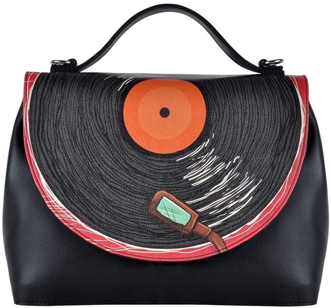 Price:$64.90 Handy Bag Vegan Printed Fashion Women Top Handle Handbag Shoulder Bag Phonograph  Handbags   