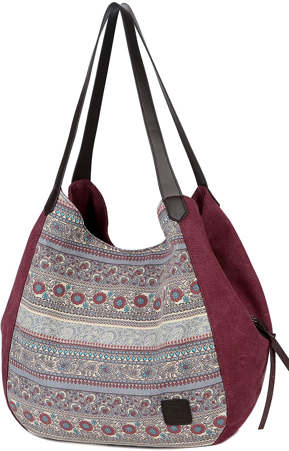 Price:$22.98 ArcEnCiel Women's Cotton Canvas Handbag Shoulder Bags Totes Purses (Maroon)  Handbags   