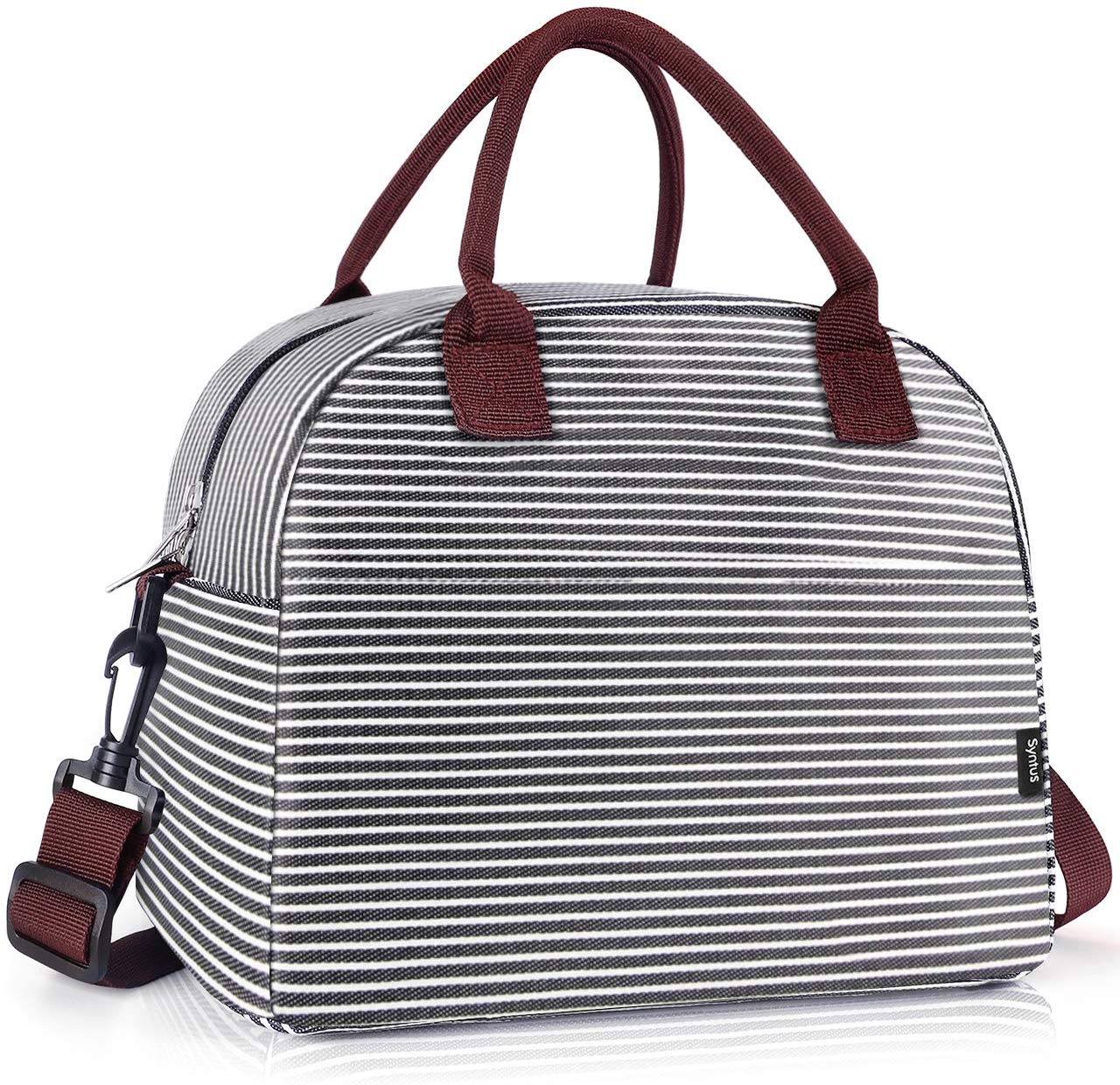 Price:$10.99    Syntus Lunch Bag for Women and Men Large Tote Insulated Lunch Box with Pockets & Detachable Shoulder Strap for Work Picnic Travel Lunch Container  Kitchen & Dining