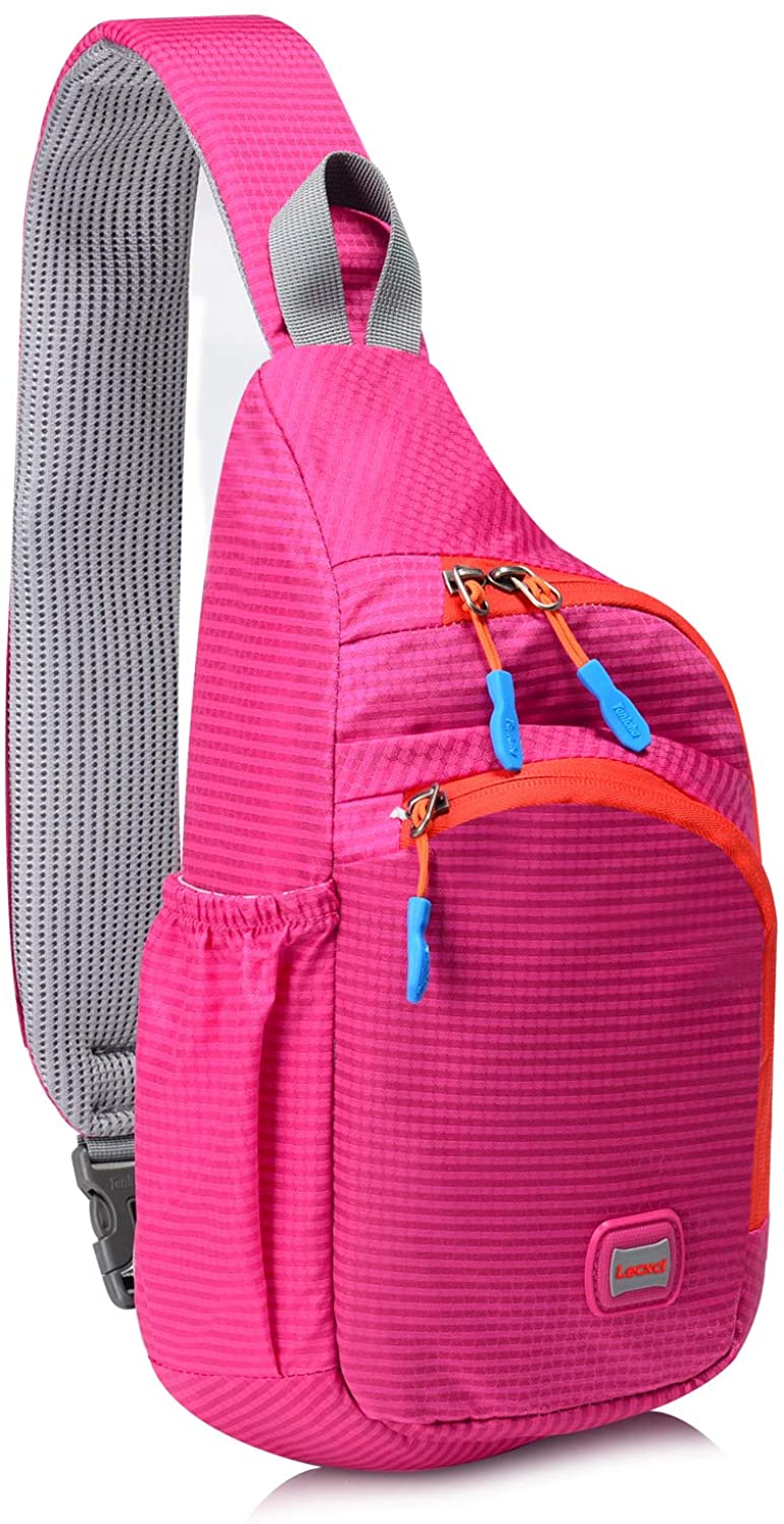 Price:$12.99     Lecxci Small Sling Backpack Waterproof Unisex Shoulder Bag Chest Crossbody Daypack(Rose Red)   Sports & Outdoors