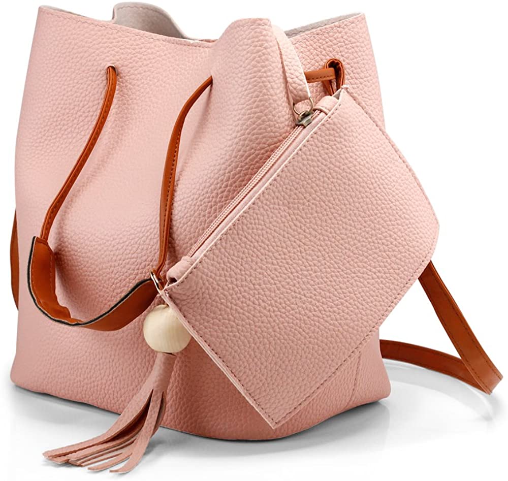 Price:$9.99    Oct17 Fashion Tassel buckets Tote Handbag, Women Messenger Hobos Shoulder Bags, Crossbody Satchel Bag- Light Pink  Shoes